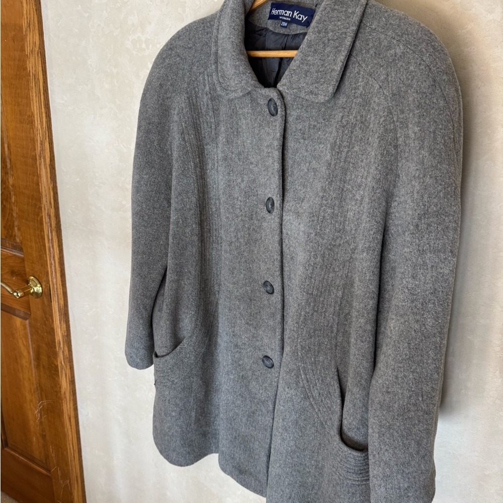Women's Gray pea Coat wool